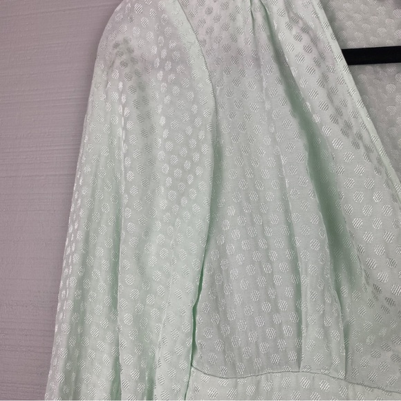 Something Navy Mint Green Long Sleeve V-neck Peplum Wrap Top Polka Dot XXS - Picture 2 of 7